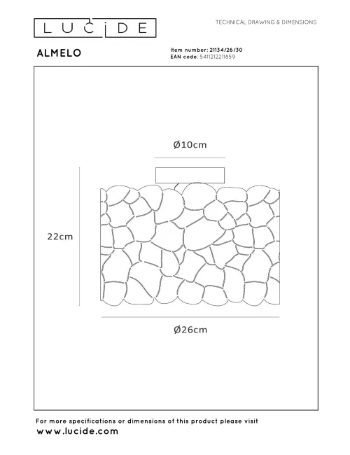 Lubinis šviestuvas Almelo Ø25,5