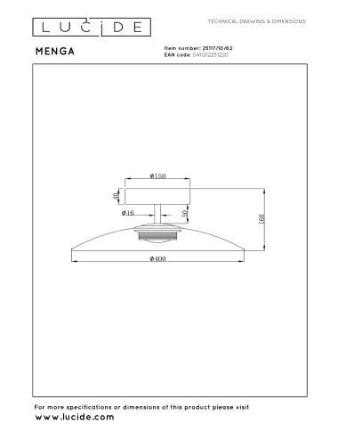 Lucide - Menga Ø40 LED 25117/10/62 laelamp | TavaGaisma.lv/et